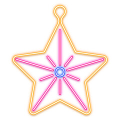christmas star neon line icon