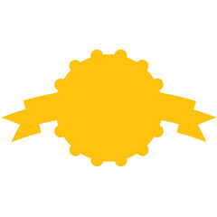 Digital png illustration of yellow badge with copy space on transparent background