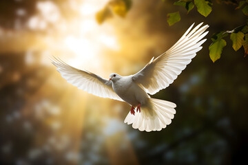 Photo flying allegorical peace dove international day of peace
