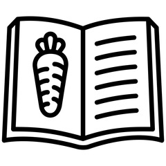 recipe book icon often used in design, websites, or applications, banner, flyer to convey specific concepts related to healthy food.