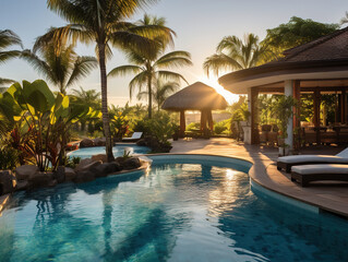 Fototapeta premium Swimming pool at caribbean resort.