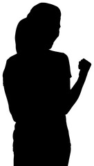 Digital png silhouette image of woman celebrating on transparent background