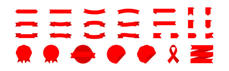 Ribbon promotion banner set vector icon in flat. Retro label collection set. Sale banner badge. Tag graphic illustration for web