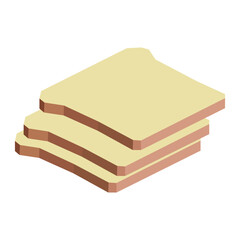 Sliced pieces of bread isolated on white, 3 piece slices bread