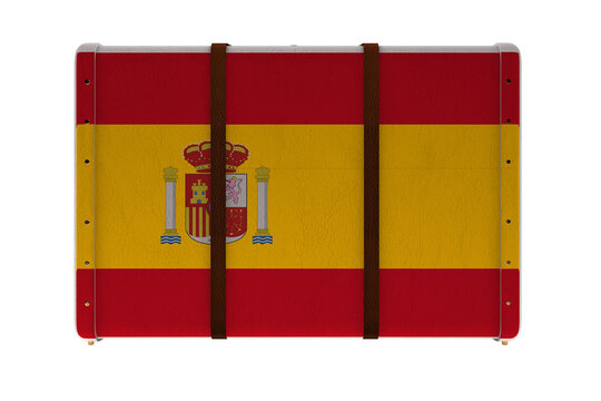 Naklejka Digital png illustration of suitcase with flag of spain on transparent background