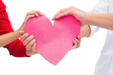 Digital png illustration of hands holding heart on transparent background