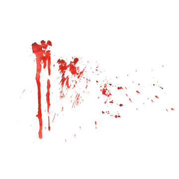 Blood splatters and stains. Red blots of watercolor illustration isolated white background Realistic bloody splatters for Halloween Drop for blood concept. Design for stickers, tattoo, prints 