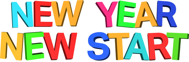 Digital png illustration of new year new start text on transparent background