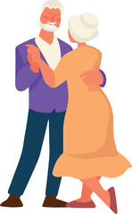 Digital png illustration of happy senior couple dancing on transparent background