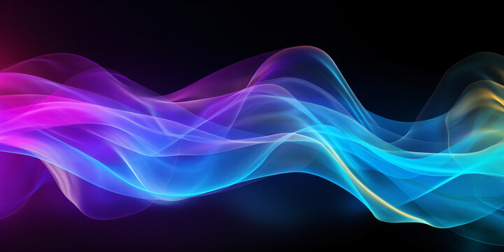 abstrakter bunter Hintergrund mit leuchtenden Neon wellen Linien 