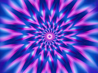 A kaleidoscope of vibrant color, vivid pattern, and graceful symmetry, this abstract art of blue, pink, violet, and purple creates an emotional balance of beauty and creativity