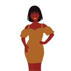 Modern fashionable black woman in elegant art style vector