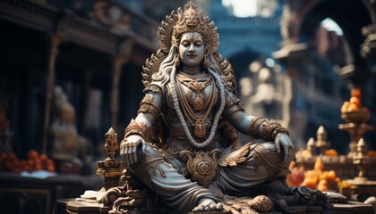 Fototapeta na wymiar Divine statue of the male god of Hinduism in Asia, India. Made in AI