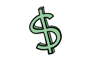 Digital png illustration of green twisted dollar sign on transparent background