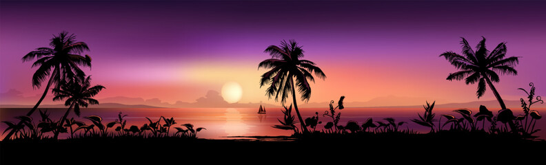 Fototapeta na wymiar Tropical Sunset Scene