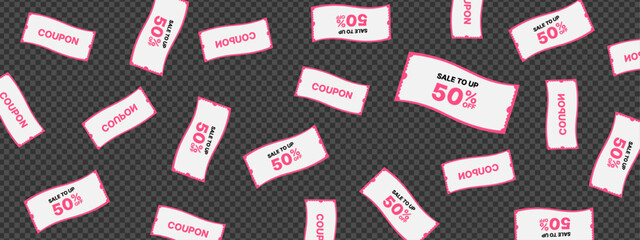 coupon falliing confetti vector. hand drawn style. illustration.