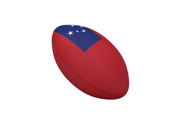 Digital png illustration of rugby ball with flag of samoa on transparent background