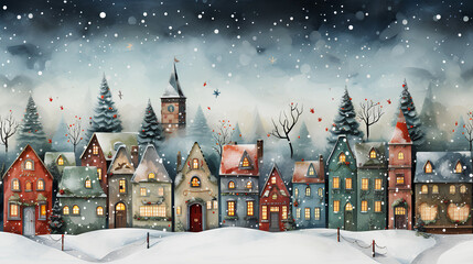 Fototapeta premium christmas greeting card with winter landscape, christmas background.