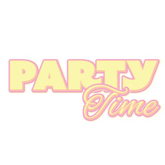 Digital png illustration of party time text on transparent background