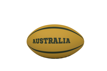 Digital png illustration of rugby ball with australia text on transparent background