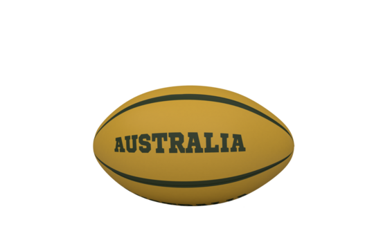 Digital png illustration of rugby ball with australia text on transparent background - Powered by Adobe