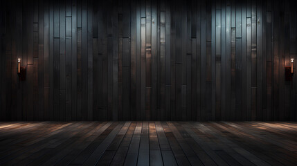 wooden floor with dark wall background