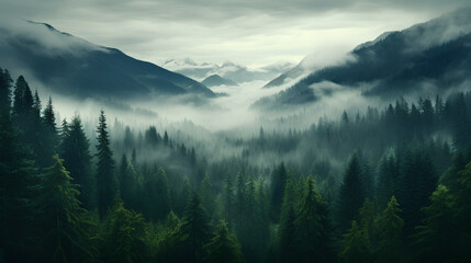 dark foggy foggy mountain forest landscape