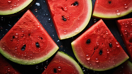 Watermelon slices. Fresh fruit red texture background