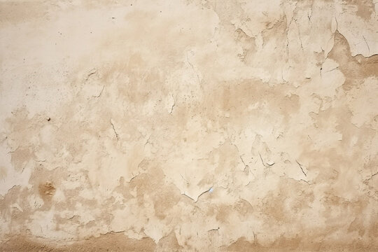 Old concrete wall texture background. Close up retro plain beige color cement material surface rough and brown paper design element concept