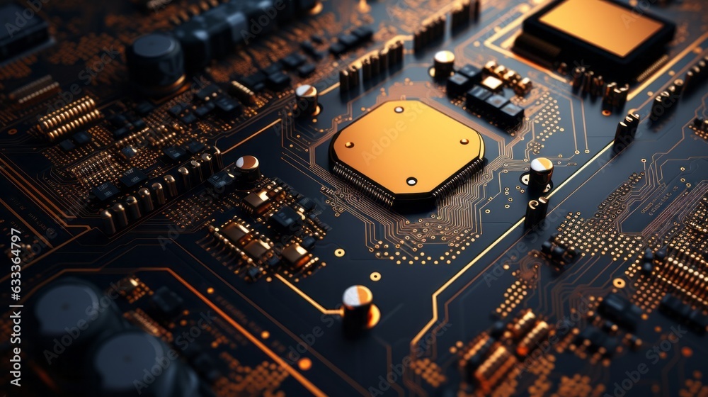 Poster electronic circuit board. computer motherboard. ai generative.