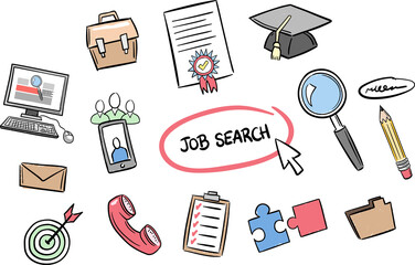 Digital png illustration of job search text on transparent background
