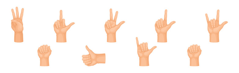 Human Hand Showing Gestures and Signs Vector Set