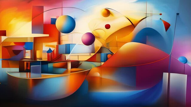 A vibrant abstract painting of bright colors and multidimensional shapes depicting the everevolving nature Abstract wallpaper background
