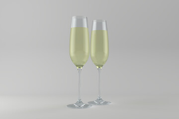 Digital png illustration of glasses with champagne on transparent background