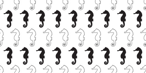 outline silhouette Seahorses seamless pattern