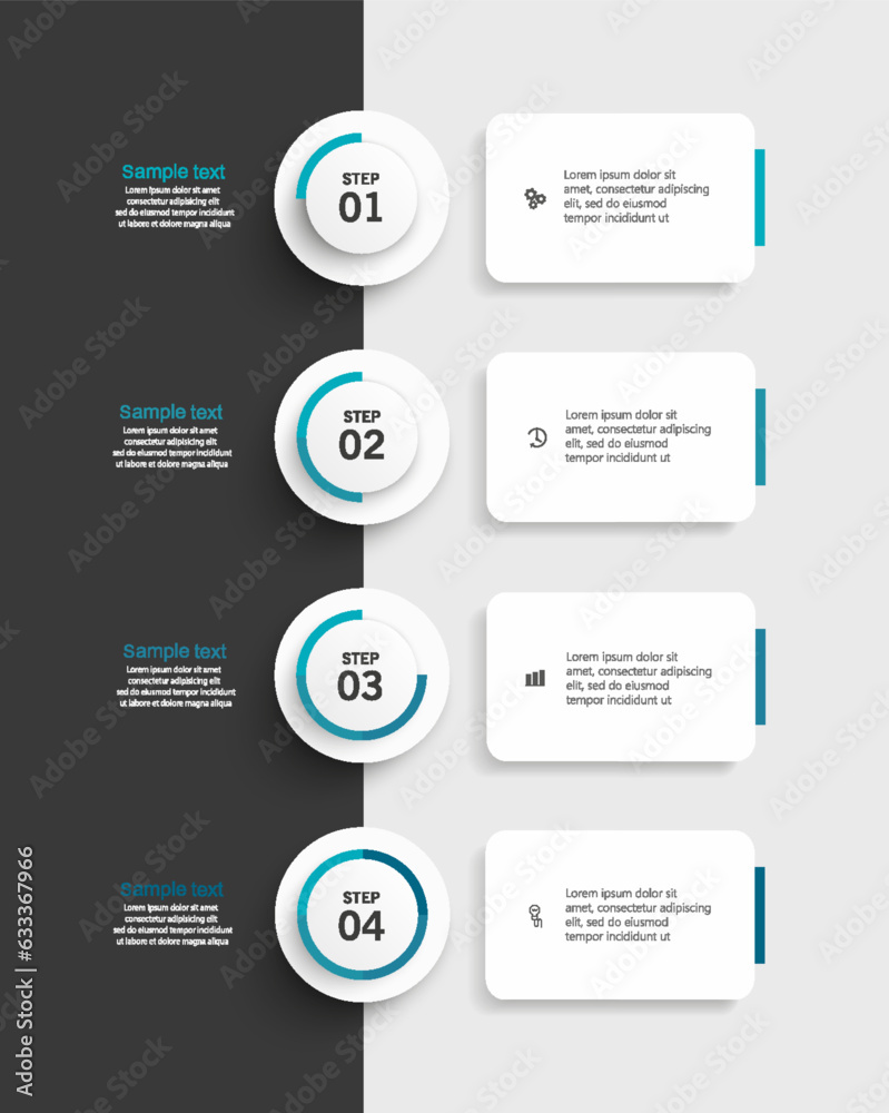 Wall mural infographic design template with 4 options, steps or processes. can be used for workflow layout, dia