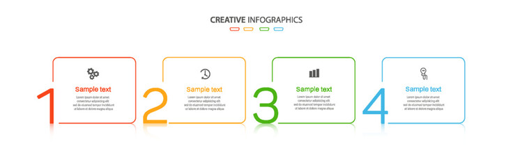 Infographic design template with 4 options, steps or processes. Can be used for workflow layout, diagram, annual report, web design 