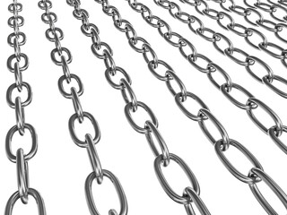 Obraz premium Strained chains from metal. Security and power concept. Isolated on transparent png background
