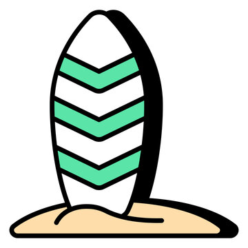 Adventure board icon, trendy design of surfboard