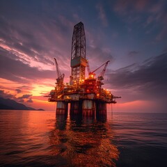 Fototapeta na wymiar Offshore Jack Up Rig in The Middle of The Sea