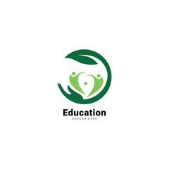 Education badge logo design. University high school emblem. Laurel wreath.