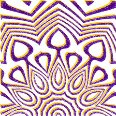 Purple orange tribal ornament in retro risograph style. Patterned modern vector background