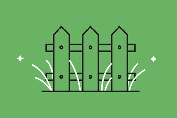 Vector  fence illustration in flat design style,  geometric garden icon.