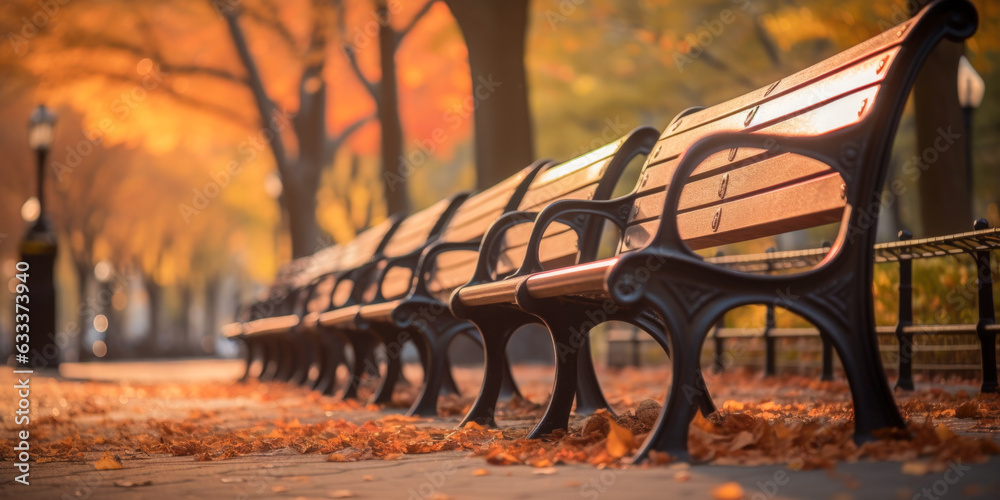 Poster Central Park in autumn, New York City - Generative AI