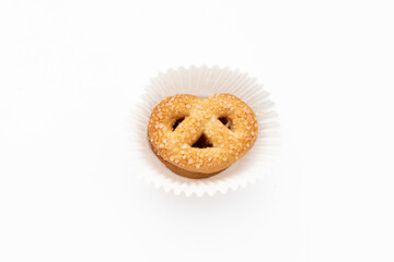Cookies in its package isolated on white background, after some edits.