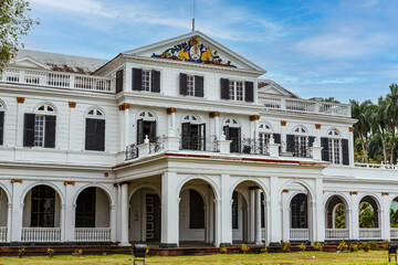 Fototapeta na wymiar Exterior of the presidential palace in Paramaribo, Suriname, South America