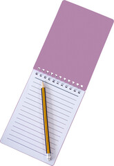Digital png illustration of notebook with pencil on transparent background