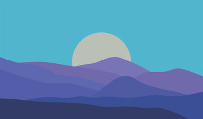 Violet mountain landscape ,vector illustration.