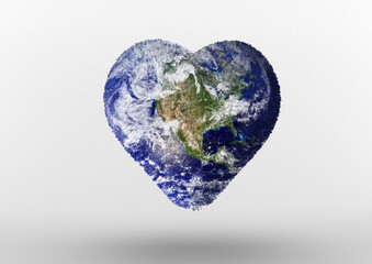 Fototapeta premium Digital png illustration of globe in shape of heart on transparent background