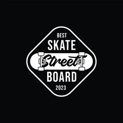 skateboard vector logo design, badge, t shirt, label, sticker. vector vintage illustration © Rezaalfarid204